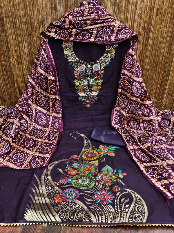 Designer_Ethnic_Suit_Fabric_Set_with_Thread_Embroidery_and_Bandhej_Dupatta
