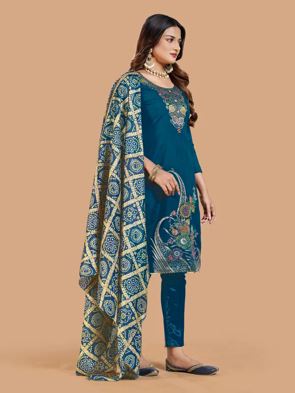 Designer_Ethnic_Suit_Fabric_Set_with_Thread_Embroidery_and_Bandhej_Dupatta