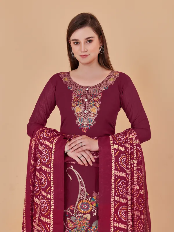 Designer_Ethnic_Suit_Fabric_Set_with_Thread_Embroidery_and_Bandhej_Dupatta
