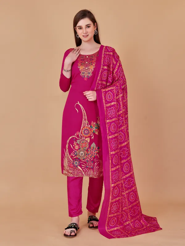 Designer_Ethnic_Suit_Fabric_Set_with_Thread_Embroidery_and_Bandhej_Dupatta