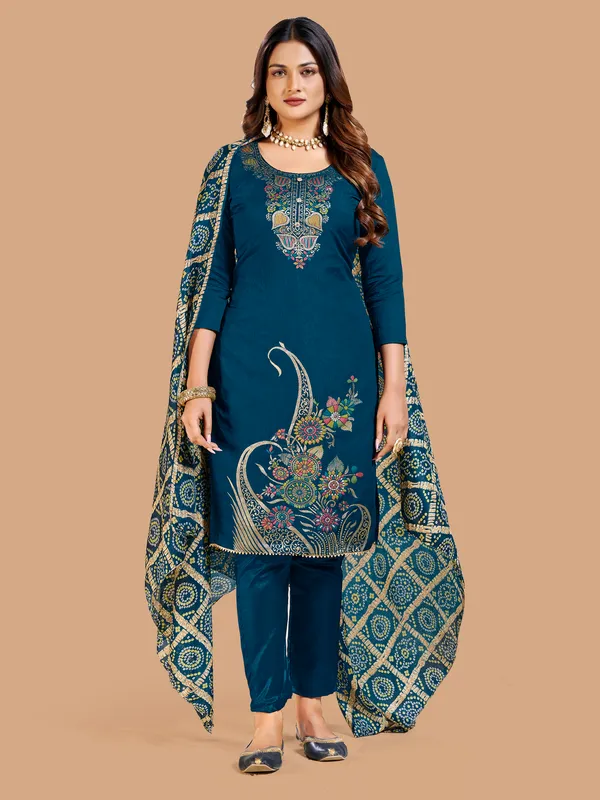 Designer_Ethnic_Suit_Fabric_Set_with_Thread_Embroidery_and_Bandhej_Dupatta