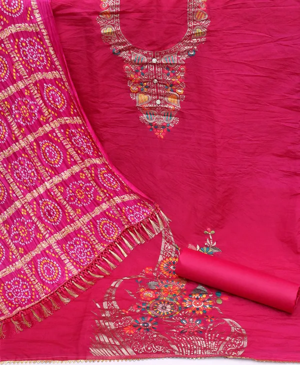 Designer_Ethnic_Suit_Fabric_Set_with_Thread_Embroidery_and_Bandhej_Dupatta