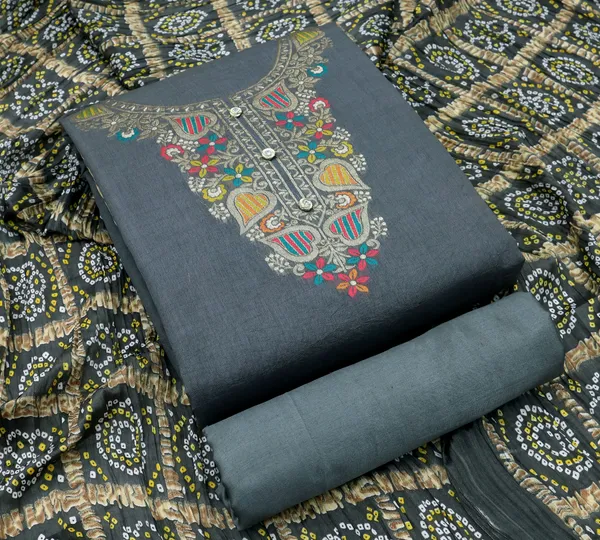 Designer_GREY_COLOUR_Ethnic_Suit_Fabric_Set_with_Thread_Embroidery_and_Bandhej_Dupatta