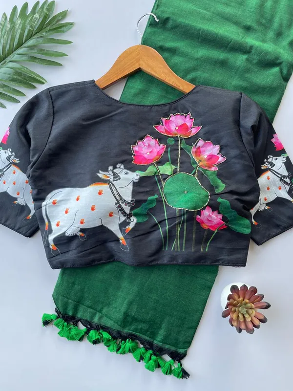 Designer_Handwork_Crafted_Blouse_with_Khadi_Cotton_Saree