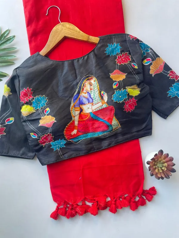 Designer_Handwork_Crafted_Blouse_with_Khadi_Cotton_Saree