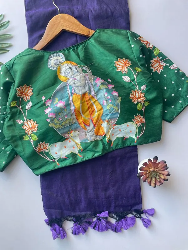 Designer_Handwork_Crafted_Blouse_with_Khadi_Cotton_Saree