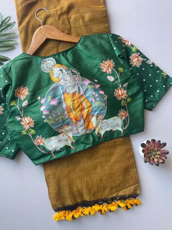 Designer_Handwork_Crafted_Blouse_with_Khadi_Cotton_Saree