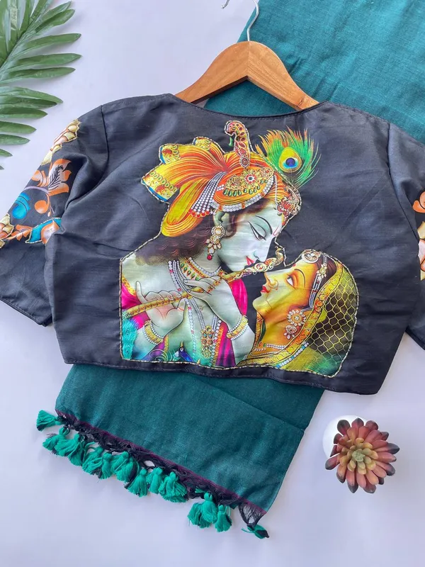 Designer_Handwork_Crafted_Blouse_with_Khadi_Cotton_Saree