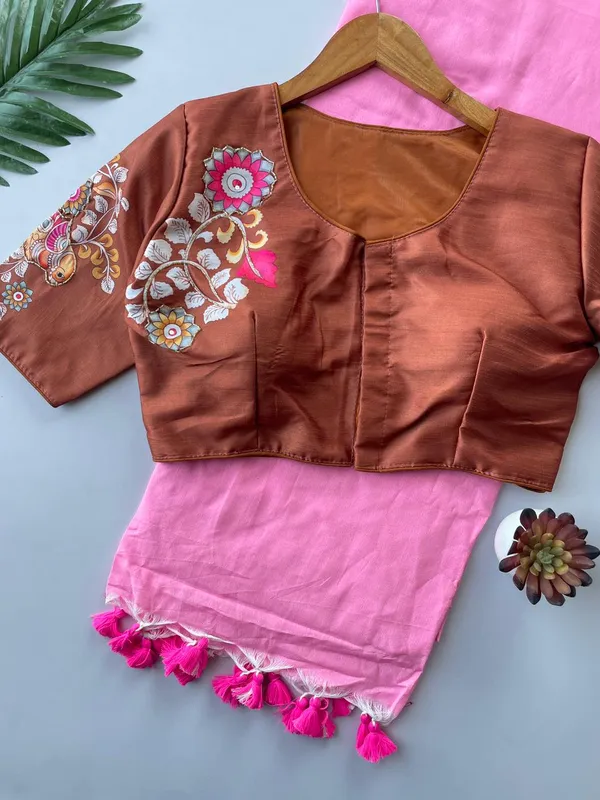Designer_Handwork_Crafted_Blouse_with_Khadi_Cotton_Saree
