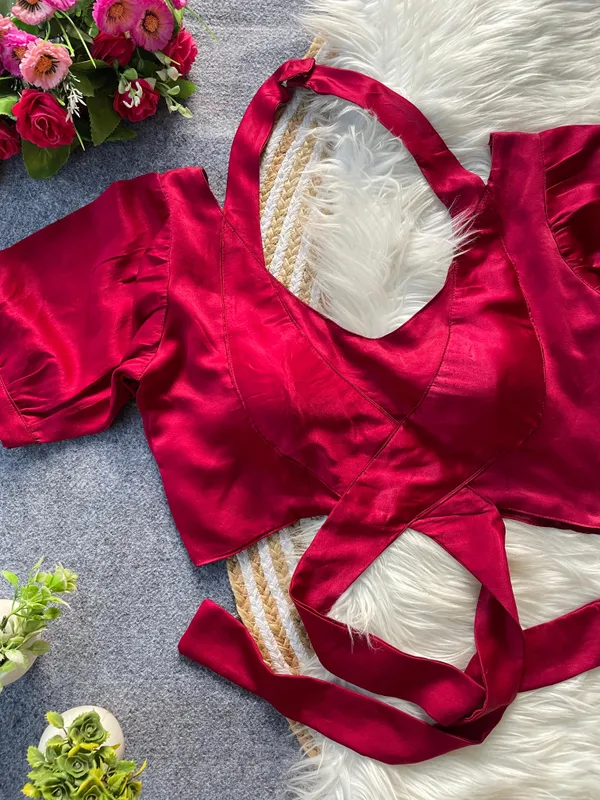 Designer_Wrap-Style_Blouse_with_Puff_Sleeves