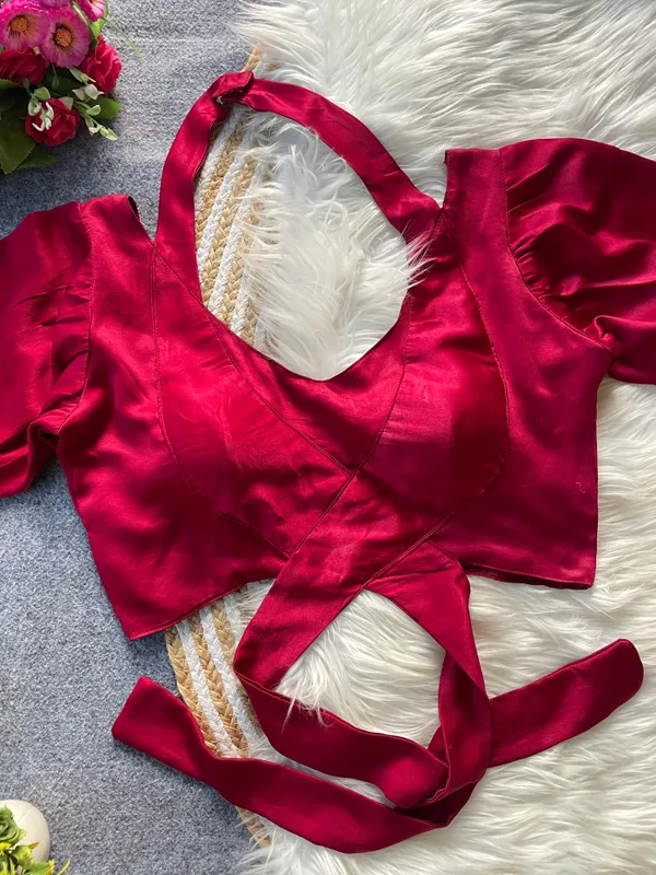 Designer_Wrap-Style_Blouse_with_Puff_Sleeves