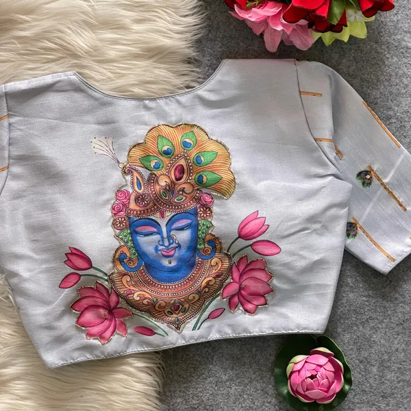 Divine_Krishna_Print_Blouse_with_Handwork