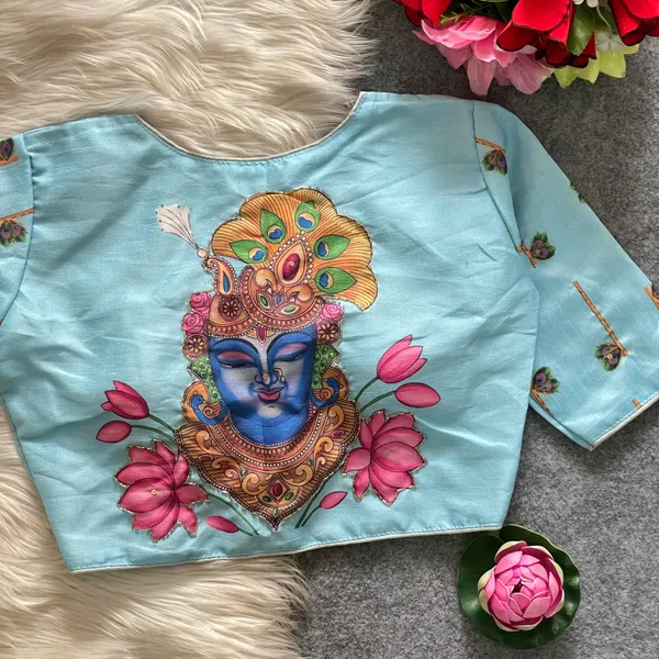 Divine_Krishna_Print_Blouse_with_Handwork