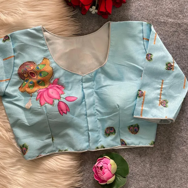 Divine_Krishna_Print_Blouse_with_Handwork
