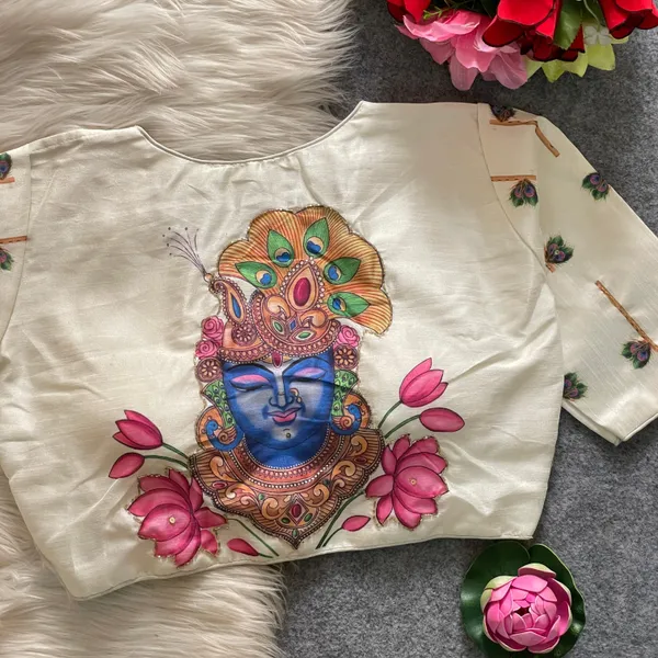 Divine_Krishna_Print_Blouse_with_Handwork