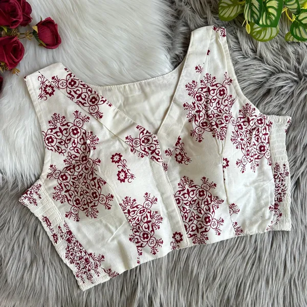 Elegant_Maroon_Floral_Printed_V-Neck_Stretchable_flexifit_Blouse