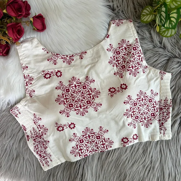 Elegant_Maroon_Floral_Printed_V-Neck_Stretchable_flexifit_Blouse