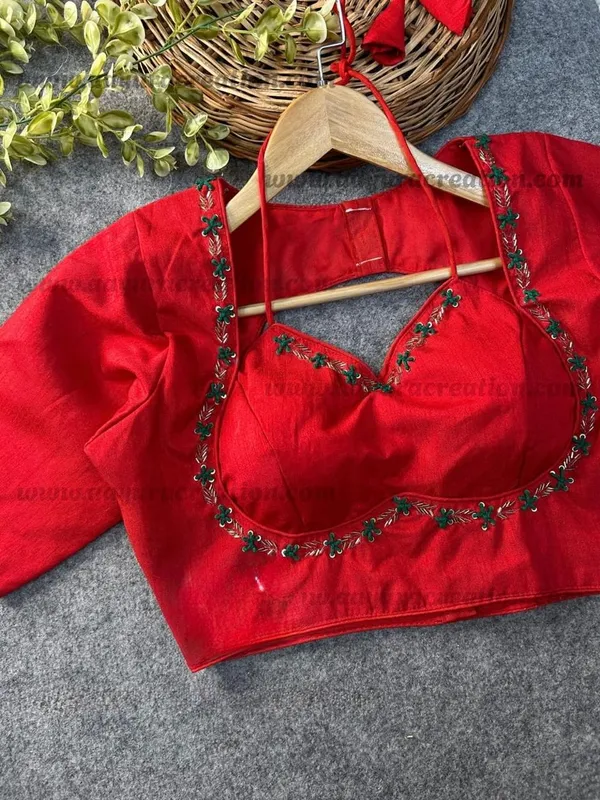 Evaluate_Halter_Neck_Heavy_Banglori_Handcrafted_Work_from_Front_And_Back_of_the_blouse_