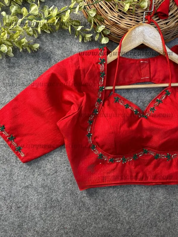 Evaluate_Halter_Neck_Heavy_Banglori_Handcrafted_Work_from_Front_And_Back_of_the_blouse_