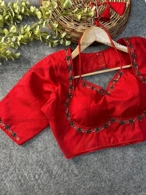 Evaluate_Halter_Neck_Heavy_Banglori_Handcrafted_Work_from_Front_And_Back_of_the_blouse_