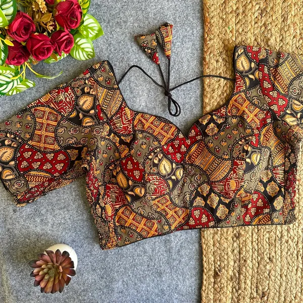 FlexiFit_Stretchable_Ajrakh_Printed_Readymade_Blouse