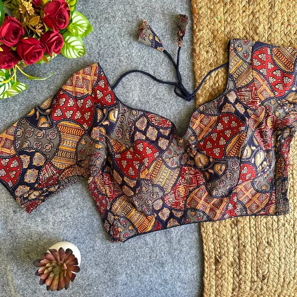 FlexiFit_Stretchable_Ajrakh_Printed_Readymade_Blouse