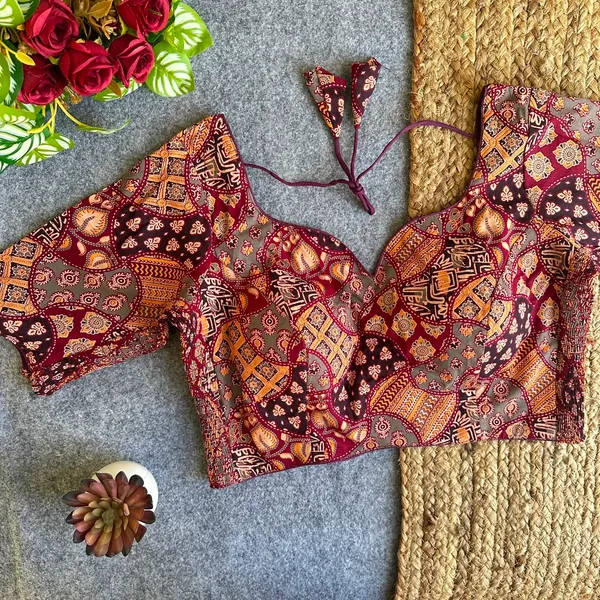 FlexiFit_Stretchable_Ajrakh_Printed_Readymade_Blouse