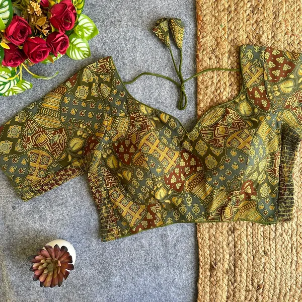 FlexiFit_Stretchable_Ajrakh_Printed_Readymade_Blouse