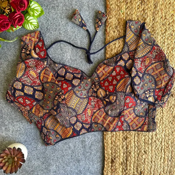 FlexiFit_Stretchable_Ajrakh_Printed_Readymade_Blouse
