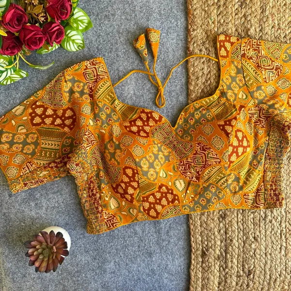 FlexiFit_Stretchable_Ajrakh_Printed_Readymade_Blouse