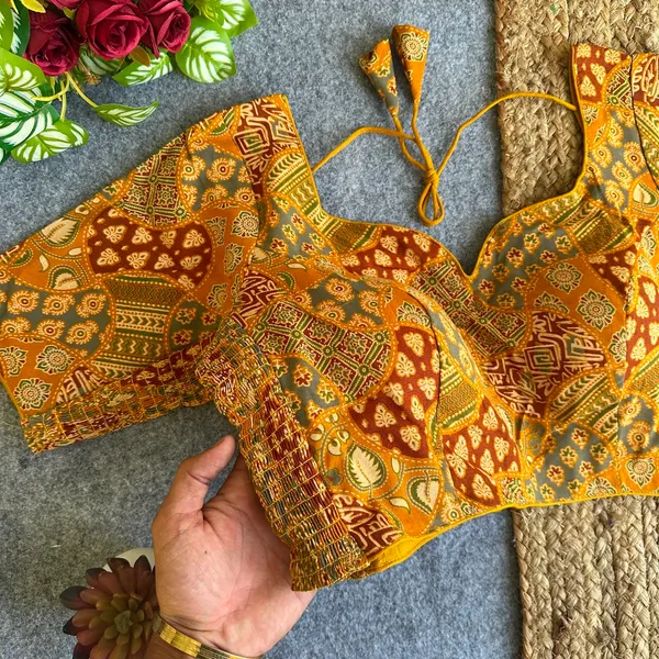 FlexiFit_Stretchable_Ajrakh_Printed_Readymade_Blouse