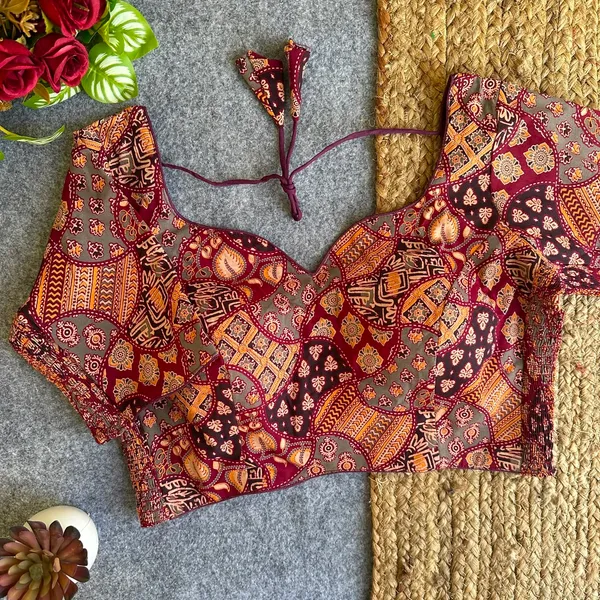 FlexiFit_Stretchable_Ajrakh_Printed_Readymade_Blouse