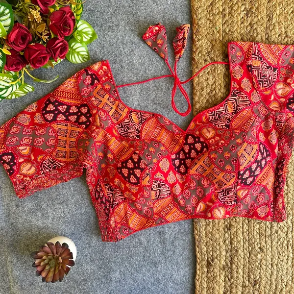 FlexiFit_Stretchable_Ajrakh_Printed_Readymade_Blouse