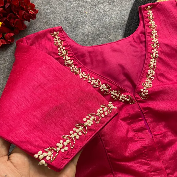 Graceful_Silk_Designer_Blouse_with_Sleeve_&_Neck_Embellishments