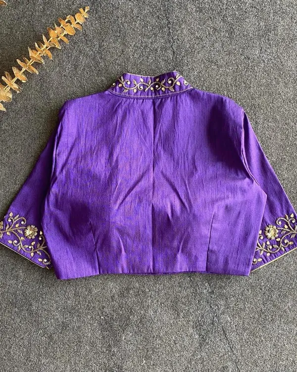 Hand_Embroidered_Raw_Silk_Blouse_with_Neck_Pattern
