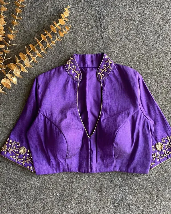 Hand_Embroidered_Raw_Silk_Blouse_with_Neck_Pattern