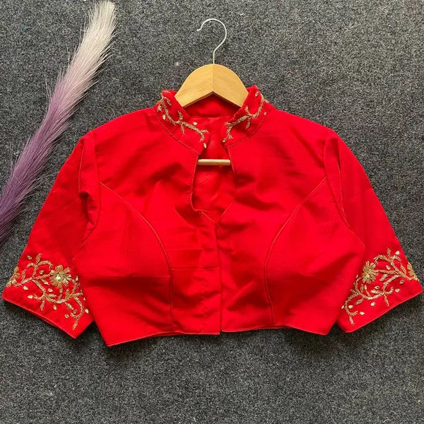 Hand_Embroidered_Raw_Silk_Blouse_with_Neck_Pattern