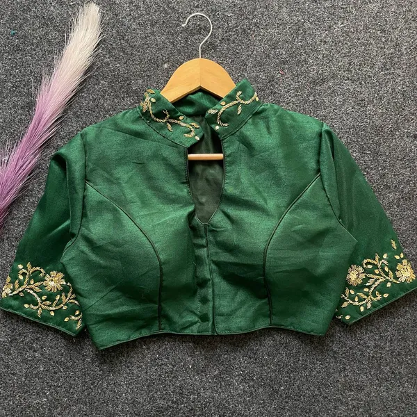 Hand_Embroidered_Raw_Silk_Blouse_with_Neck_Pattern