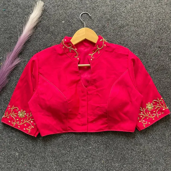 Hand_Embroidered_Raw_Silk_Blouse_with_Neck_Pattern