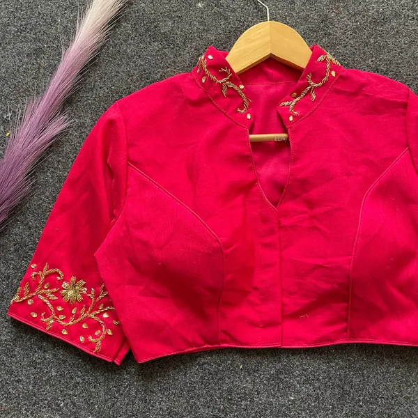 Hand_Embroidered_Raw_Silk_Blouse_with_Neck_Pattern