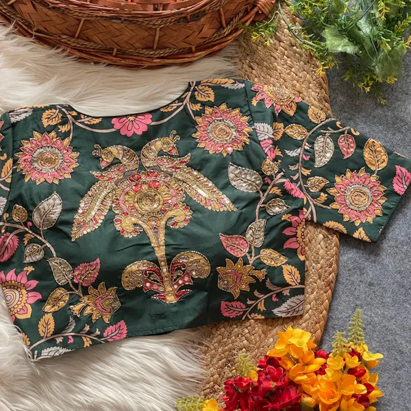 Intricately_Crafted_Peacock_and_Floral_Handwork_Blouse_with_Mirror_&_Zardozi_Detailing