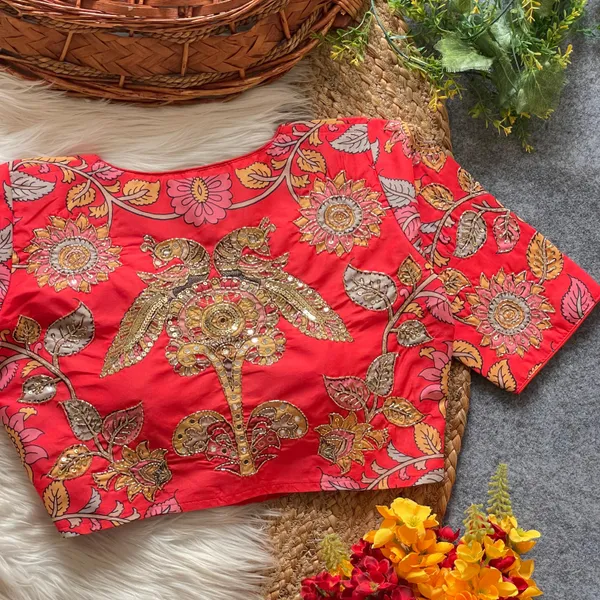 Intricately_Crafted_Peacock_and_Floral_Handwork_Blouse_with_Mirror_&_Zardozi_Detailing