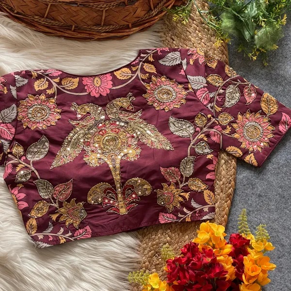 Intricately_Crafted_Peacock_and_Floral_Handwork_Blouse_with_Mirror_&_Zardozi_Detailing