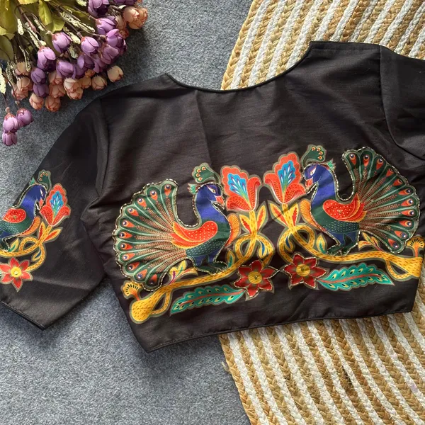 This_is_a_pure_silk_blouse_with_a_peacock_and_floral_print_and_intricate_antique_handcrafted_work