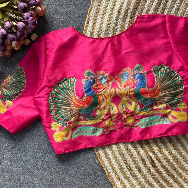 This_is_a_pure_silk_blouse_with_a_peacock_and_floral_print_and_intricate_antique_handcrafted_work