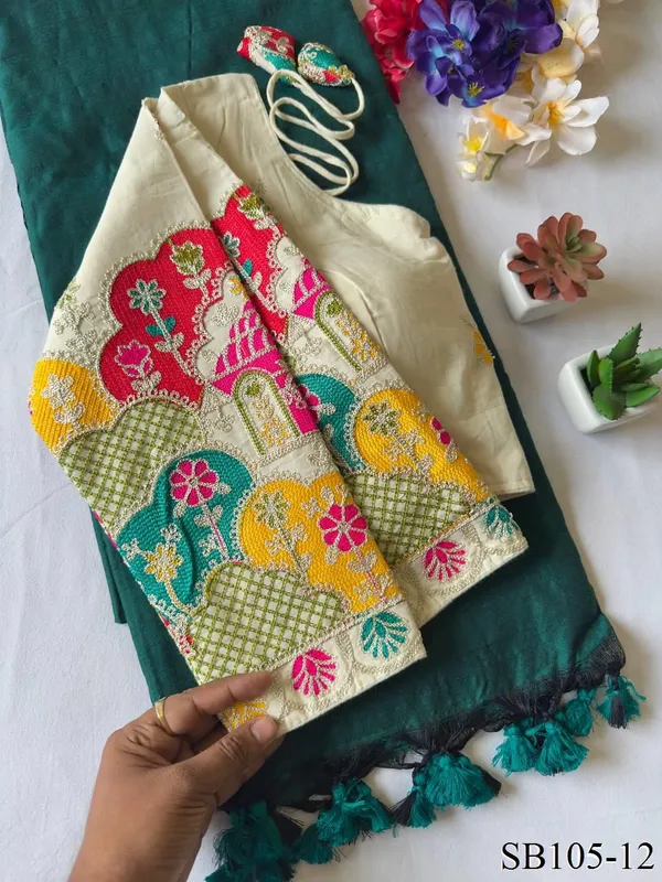 handloom_Khadi_cotton_saree_with_chainstitch_blouse