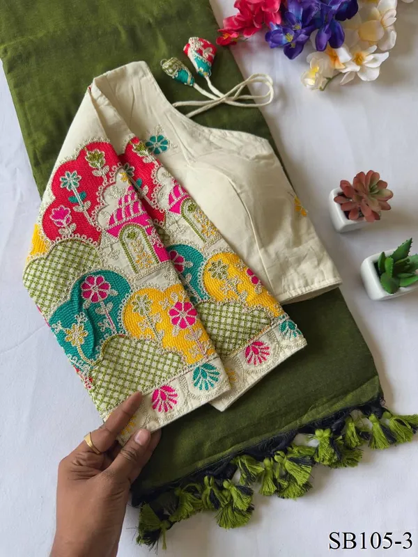 handloom_Khadi_cotton_saree_with_chainstitch_blouse