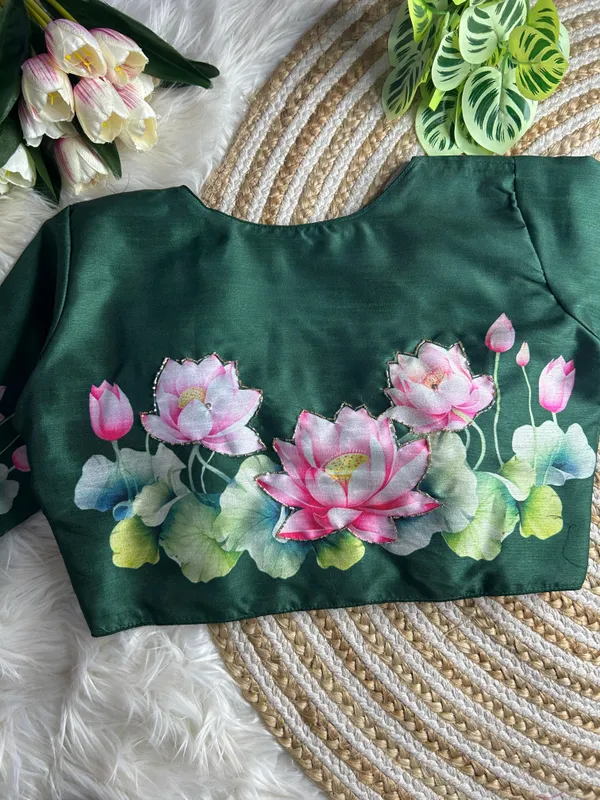 print_and_handwork_of_pink_lotus_flowers_and_green_leaves_across_the_back_and_sleeves