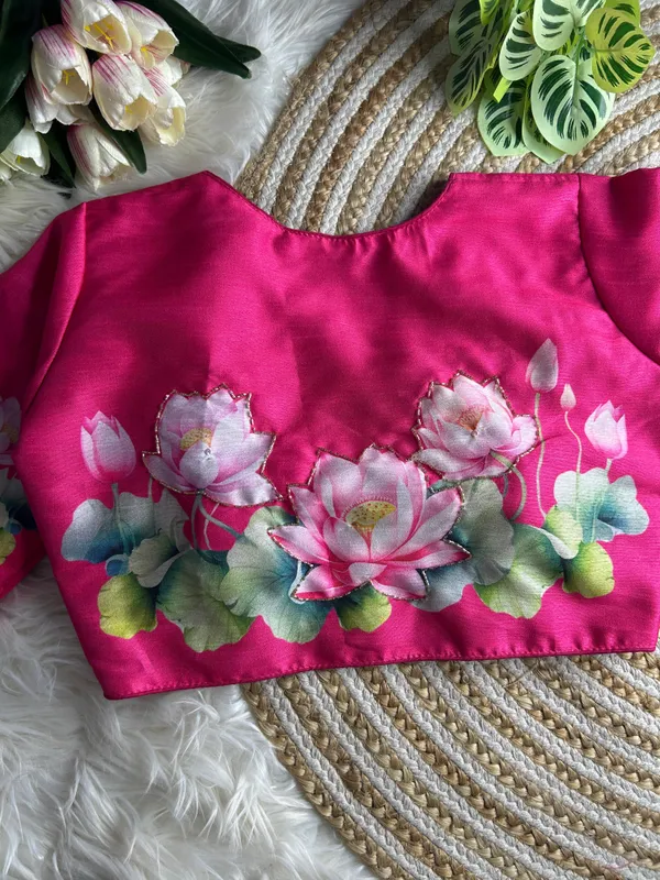 print_and_handwork_of_pink_lotus_flowers_and_green_leaves_across_the_back_and_sleeves
