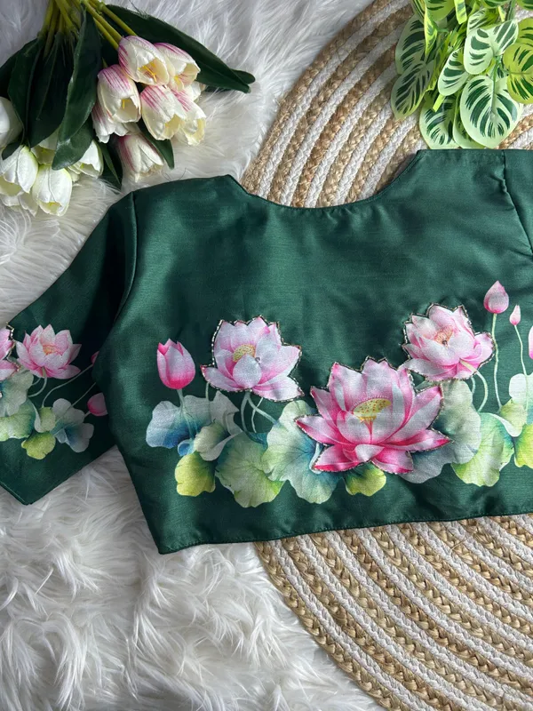 print_and_handwork_of_pink_lotus_flowers_and_green_leaves_across_the_back_and_sleeves